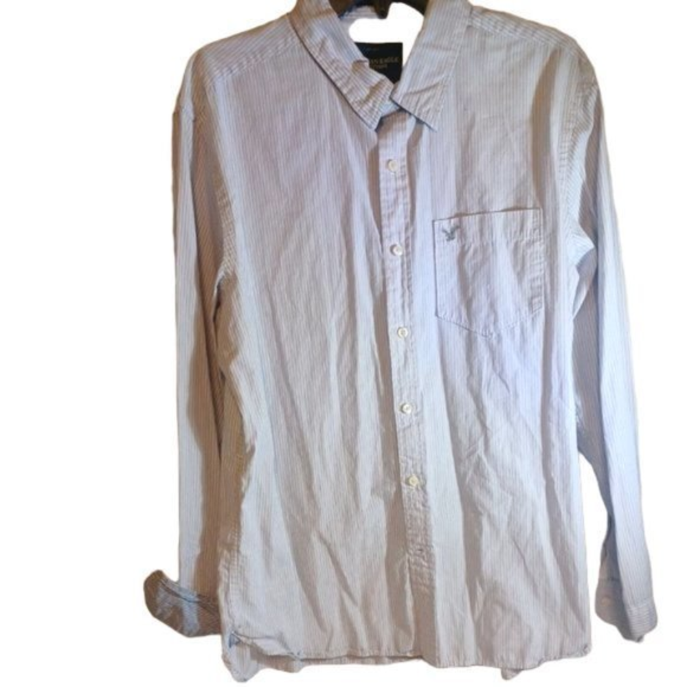 Men's American Eagle Large‎ Button-down White And Blue Stripes